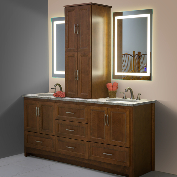 Bathroom Vanities Cabinets Made In, Double Vanity With Storage Tower In The Middle
